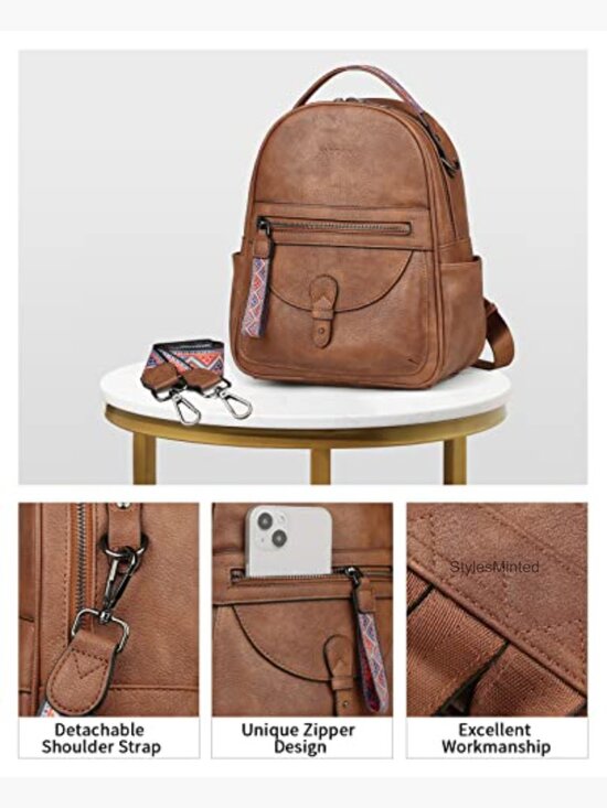 Mini Backpack Purse for Women Waterproof Leather Travel Daypack main image 4